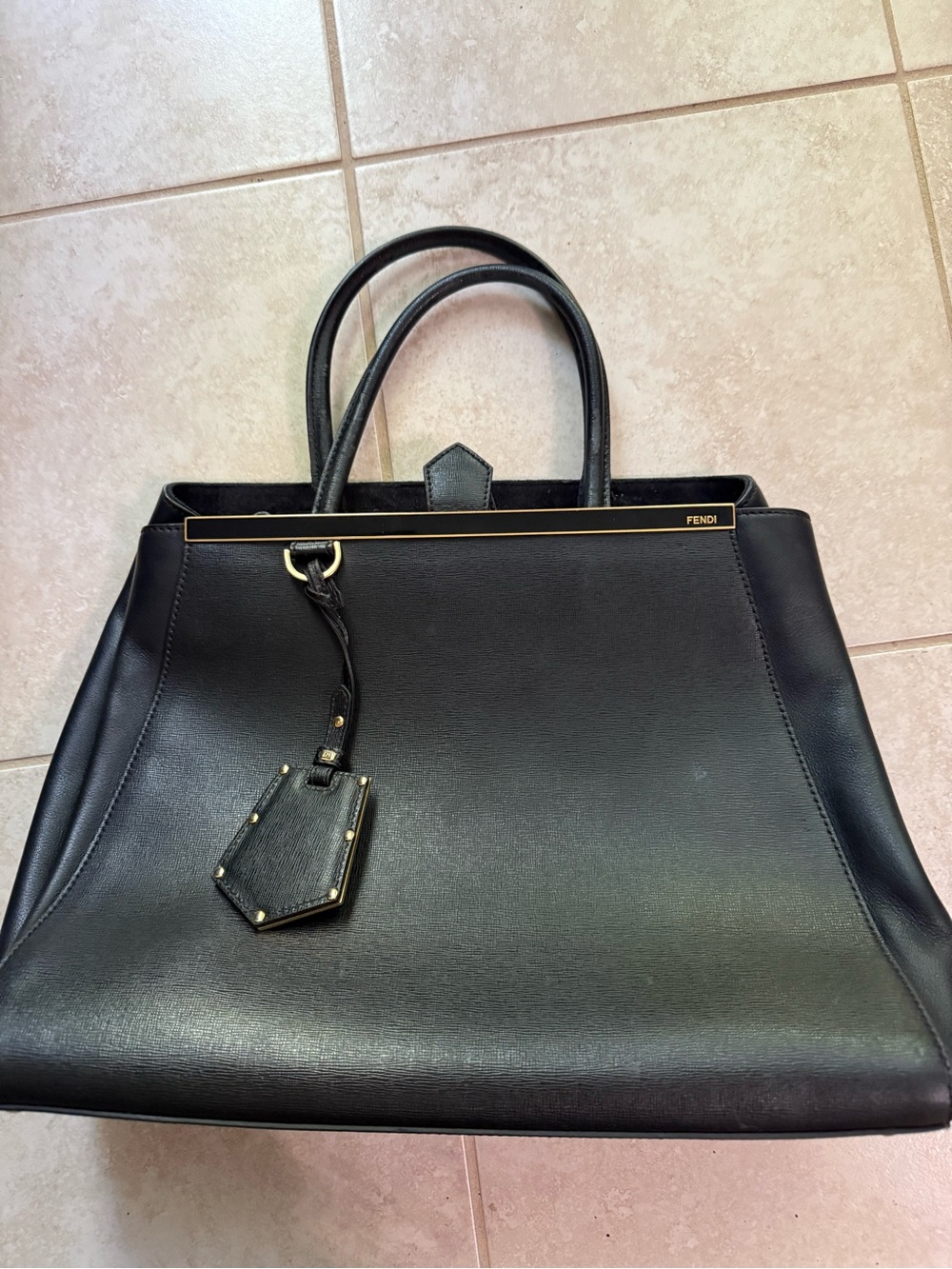 Fendi 2Jours Black Leather Top-Handle Tote - Picture 1 of 9